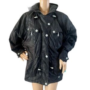 Vintage Skitique Ski Snow Jacket Hooded Anorak Tonal Pattern